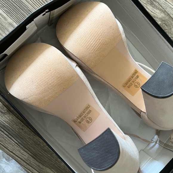 Lulu's I Slay Nude Suede Lace up platform heels - Picture 6 of 10